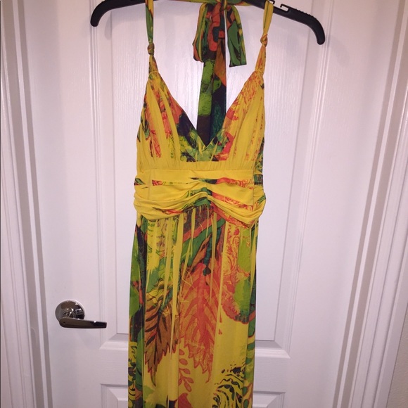YELLOW MULTI COLOR MAXI DRESS - Picture 2 of 8